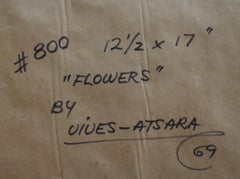 "FLOWERS" #800 OIL ON PANEL APPLIED WITH PALETTE KNIFE. DATED 1969