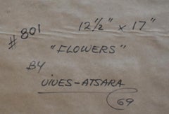 "FLOWERS" #801 OIL ON PANEL APPLIED WITH PALETTE KNIFE. DATED 1969