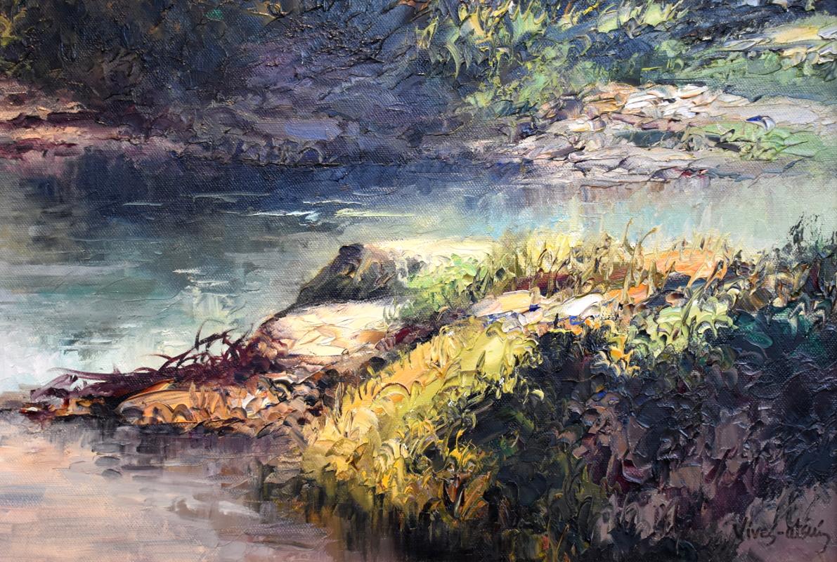 Jose Vives-Atsara Hill Country Texas
(1919-2004)
San Antonio Artist
Image Size: 24 x 30
Frame Size: 35 x 41
Medium: Oil applied with palette knife
Dated 1998
