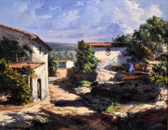 „HOUSES AT THE COUNTRYSIDE“  Catalonia Spanien, Künstler des „Licht“-Palettenmessers