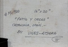 "PATIO Y CASAS" CATALONIA SPAGNA OLIO APPLICATO A SPATOLA ARTISTA TEXANO 1975