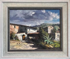 "PATIO Y CASAS" CATALONIA SPAGNA OLIO APPLICATO A SPATOLA ARTISTA TEXANO 1975