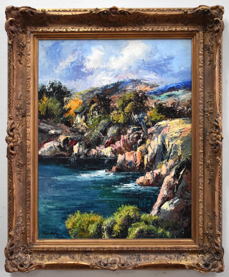 Landscape Painting Jose Vives-Atsara - « RINCON DE LA COSTA BRAVA » SAN FELIU DE GUIXOLS CATALUNA SPAIN