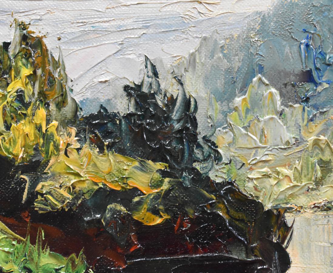 Jose Vives-Atsara
(1919-2004)
Artista di San Antonio
Dimensioni immagine: 16 x 20
Dimensioni del telaio: 25 x 28,75
Medium: Olio su tela applicato con la spatola

