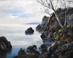 "STILL COAST" OIL ON PANEL APPLIED BY PALETTE KNIFE FRAMED 33 X 38.75