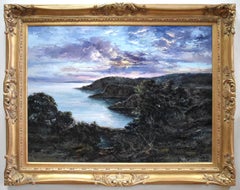 "TRAMONTO" COSTA BRAVA SPAGNA OLIO SU PANNELLO APPLICATO A SPATOLA INCORNICIATO 39 X 49