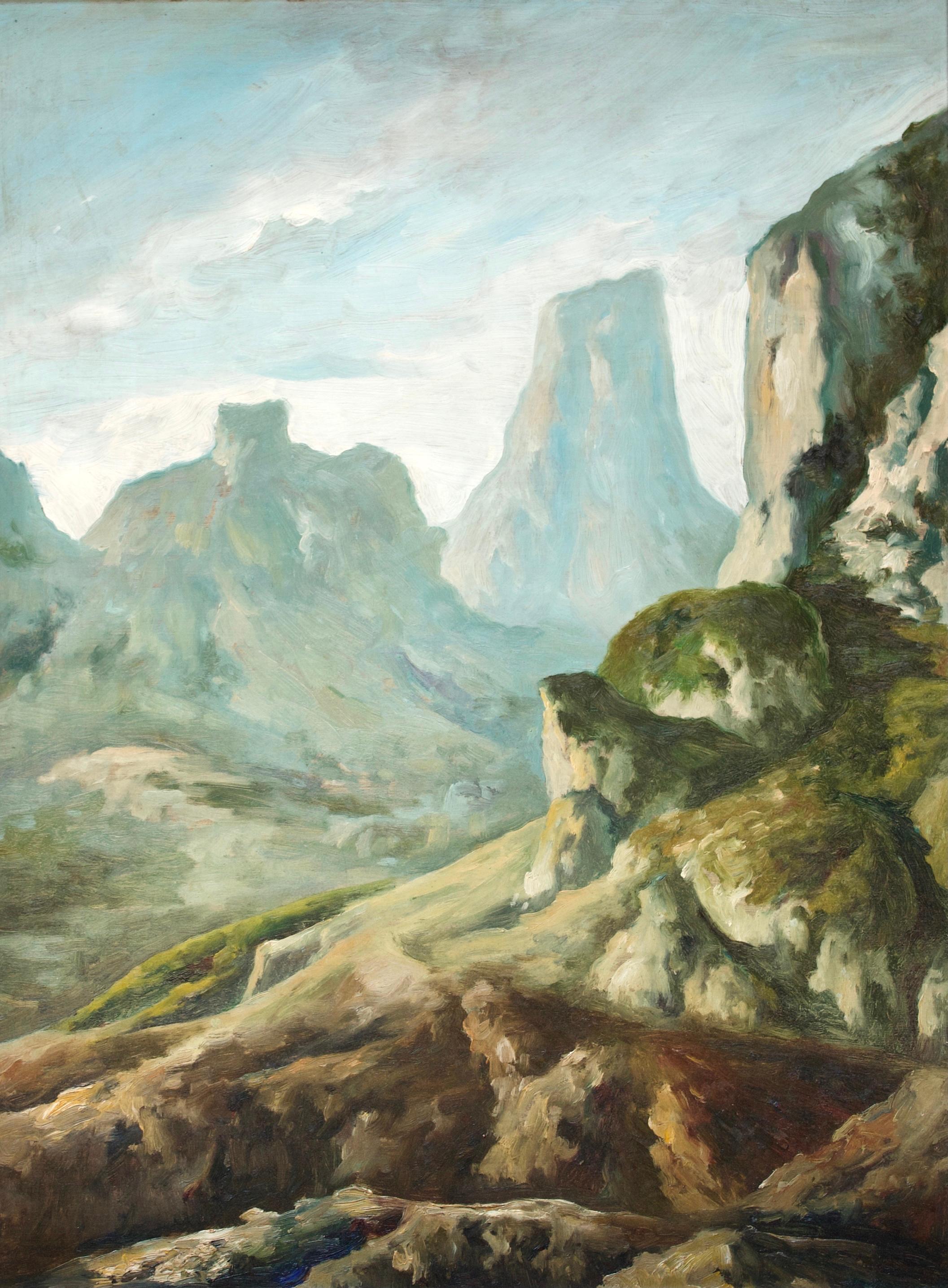 Jose Vives-Atsara Landscape Painting - Untitled, Desert Mountains in Spring