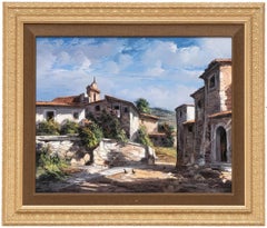 "VILLAGE IN CATALONIA" 1973  MASTER OF THE PALETTE KNIFE SPAIN FRAME 34 X 40