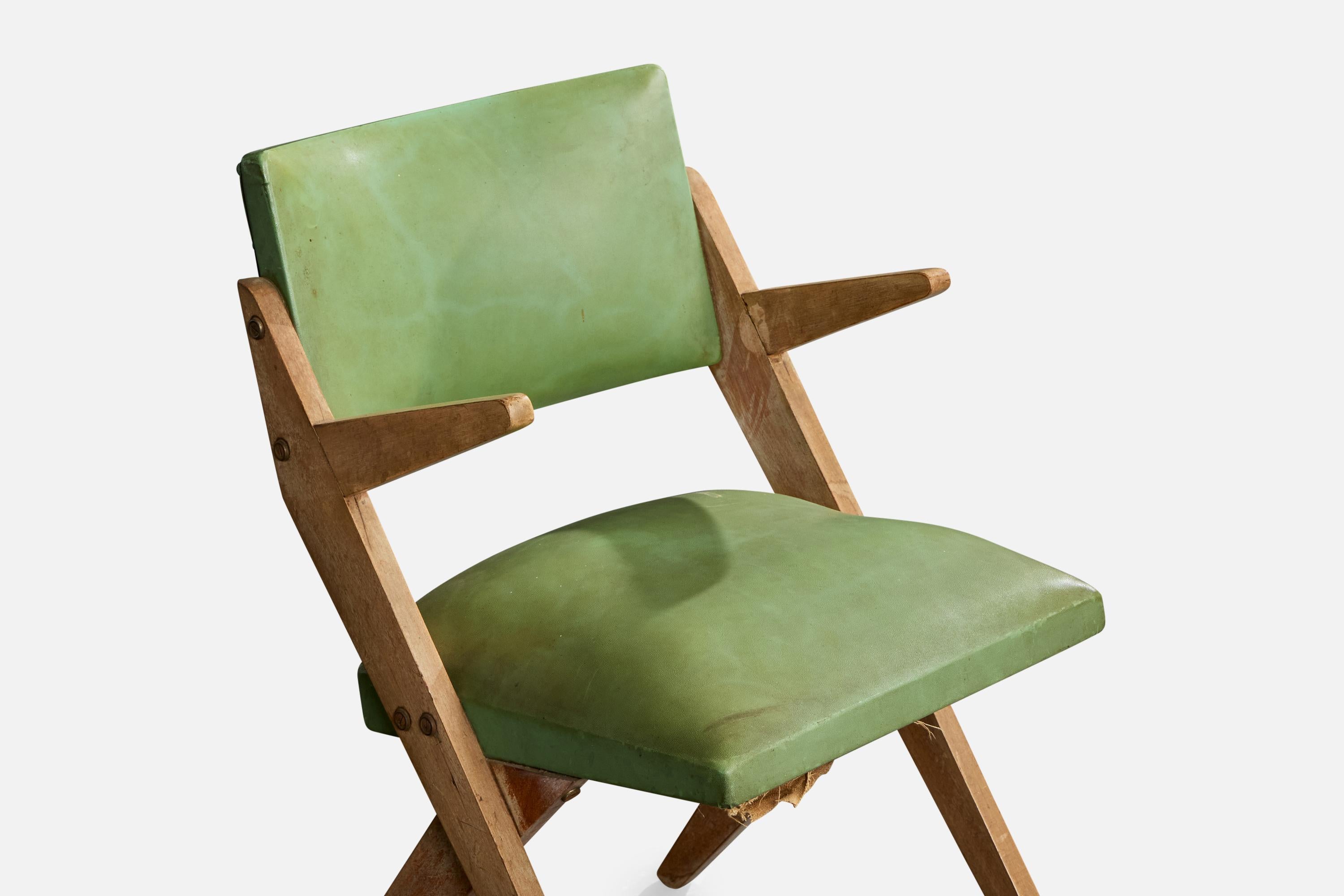 Materiale sintetico José Zanine Caldas, Poltrona, Wood, Vinile, Brasile, anni '50 in vendita