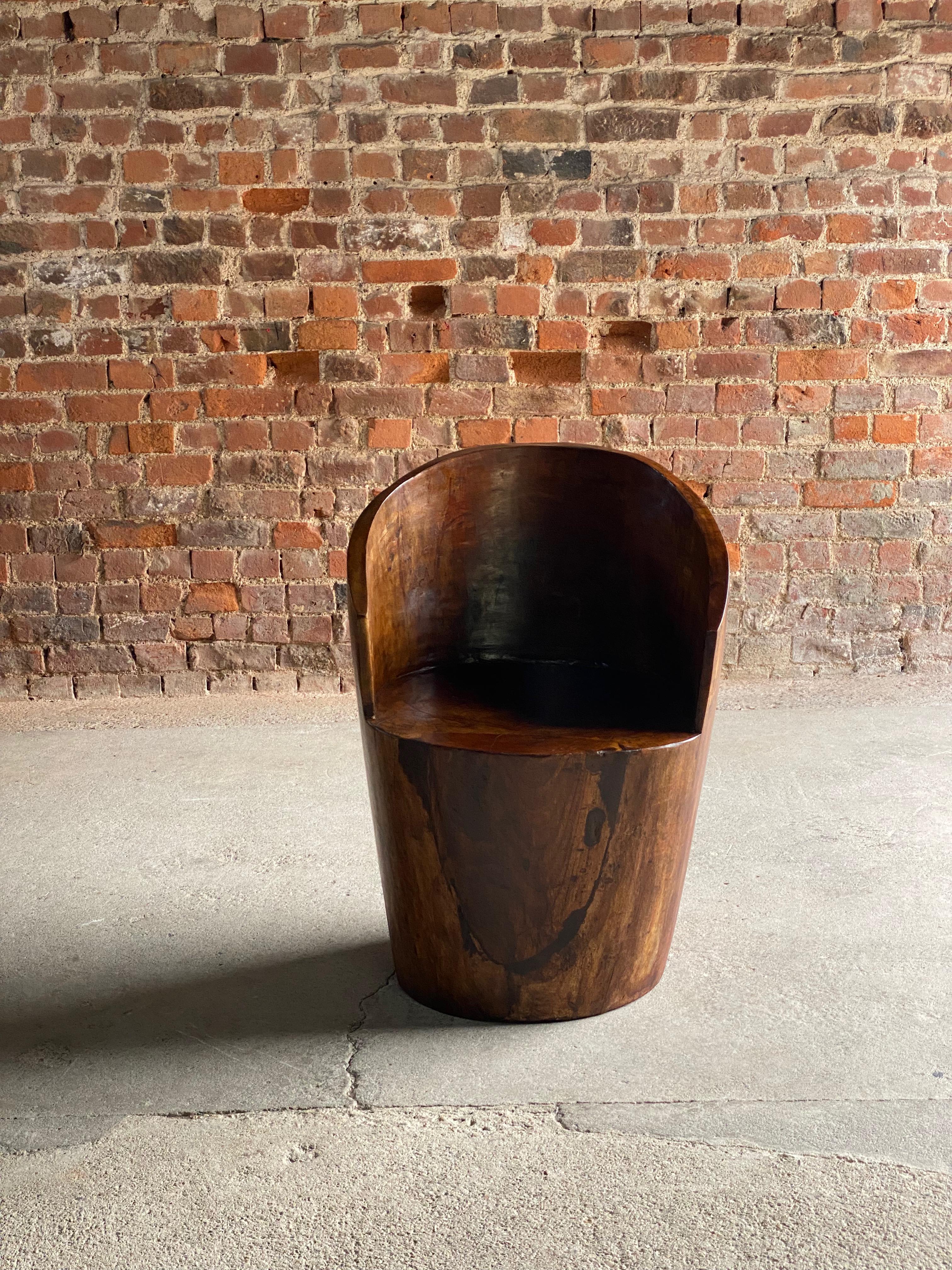 José Zanine Caldas ‘Banco Pilão' Carved Chair, Brazil, circa 1979 In Distressed Condition For Sale In Longdon, Tewkesbury