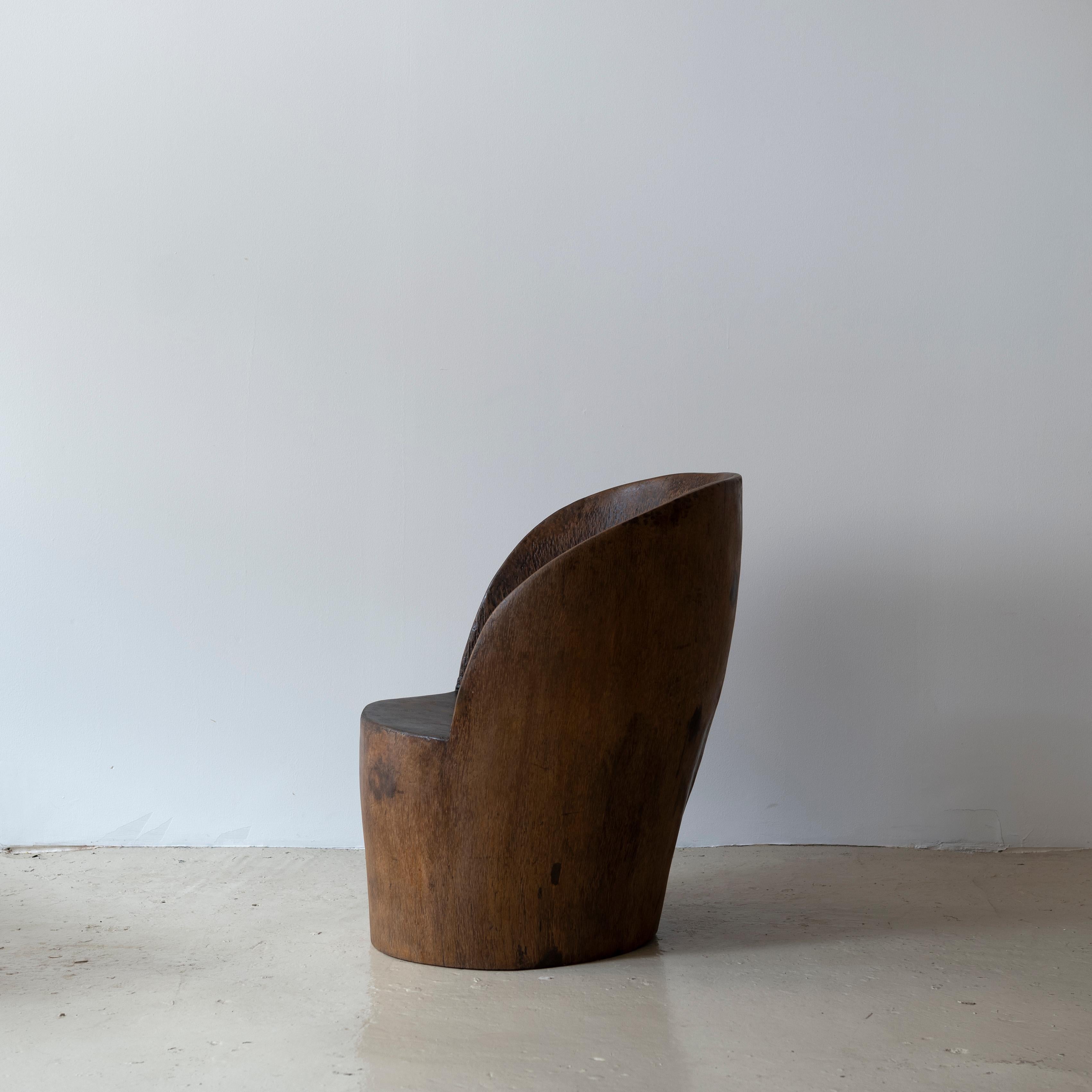 Brazilian José Zanine Caldas, Banco Pilão, Hand-Sculpted Chair, Signed, Brazil, 1970s For Sale