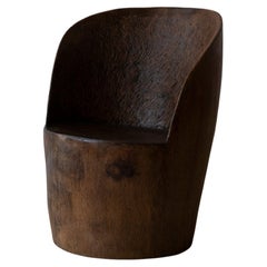 Retro José Zanine Caldas, Banco Pilão, Hand-Sculpted Chair, Signed, Brazil, 1970s