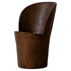 José Zanine Caldas, Banco Pilão, Hand-Sculpted Chair, Signed, Brazil, 1970s