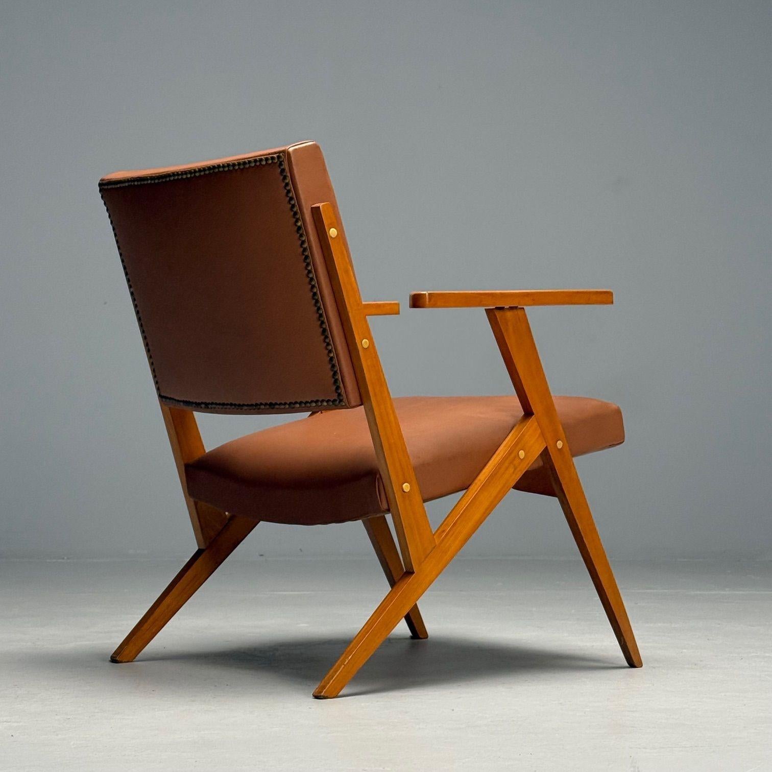 Jose Zanine Caldas, Brazilian Mid-Century Modern, Lounge Chair, Leather, 1950s For Sale 3
