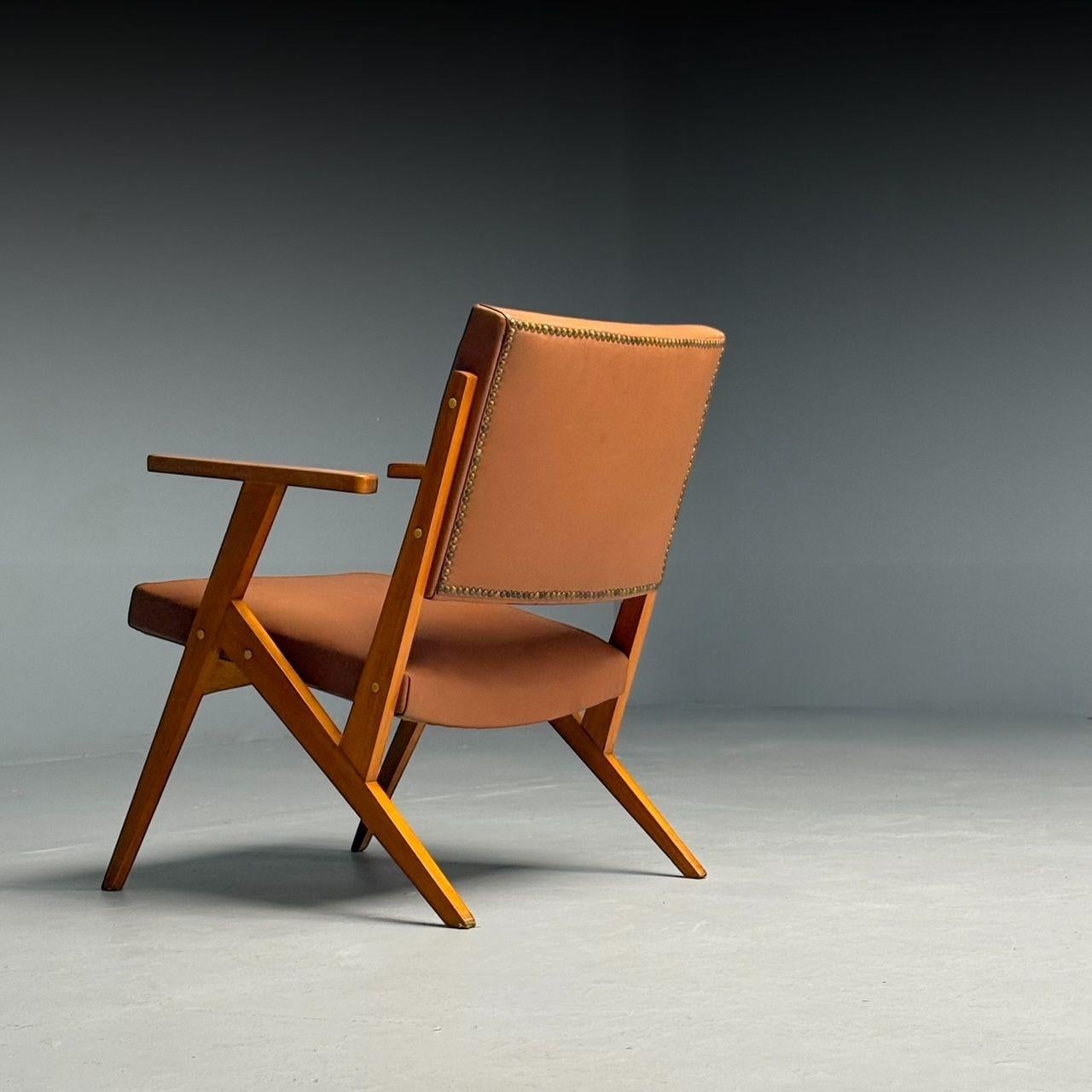 Jose Zanine Caldas, Brazilian Mid-Century Modern, Lounge Chair, Leather, 1950s For Sale 5