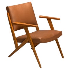 Jose Zanine Caldas, Brazilian Mid-Century Modern, Lounge Chair, Leather, 1950s