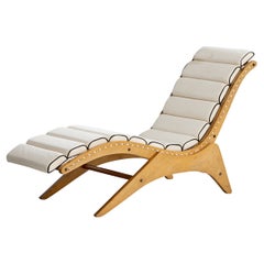 José Zanine Caldas, Chaise Longue, Plywood, Rope, Fabric, Brazil, 1950s