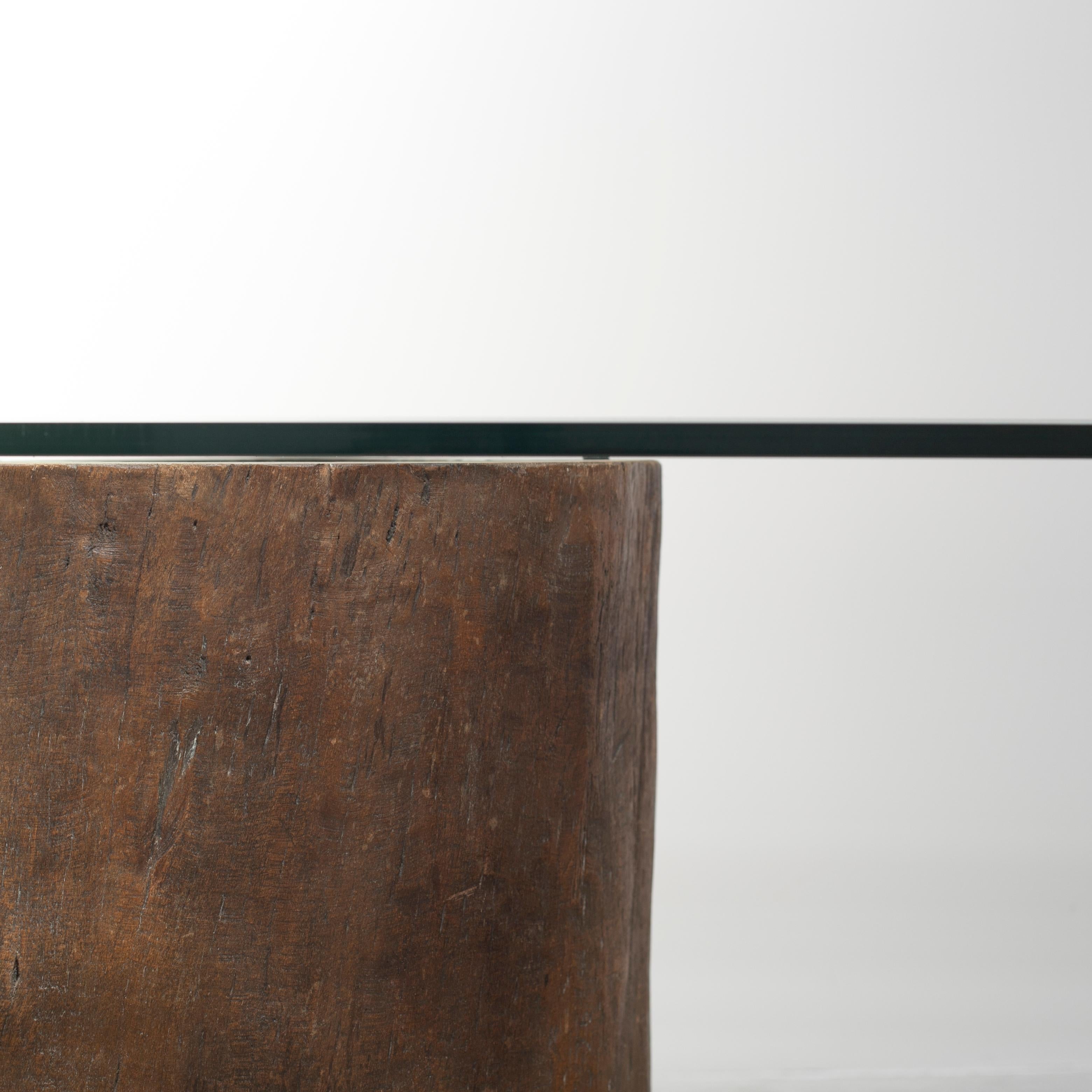 José Zanine Caldas Dining Table, Glass and Brazilian Solid Hard Wood, 1970s For Sale 4