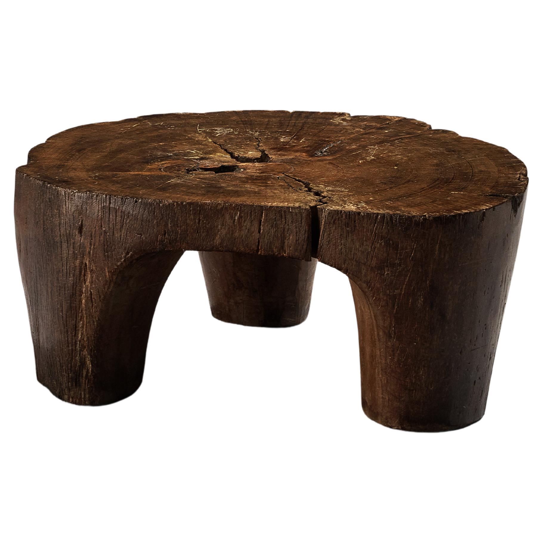 José Zanine Caldas Table basse sculptée à la main en bois dur brésilien  en vente