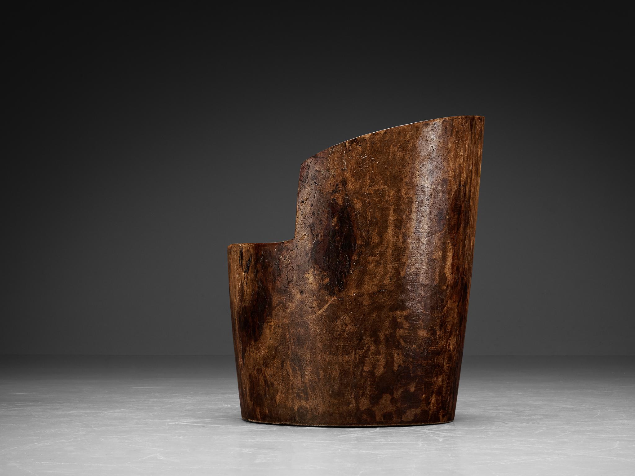 José Zanine Caldas Hand-Carved ‘Pilão’ Chair in Brazilian Hardwood In Good Condition For Sale In Waalwijk, NL