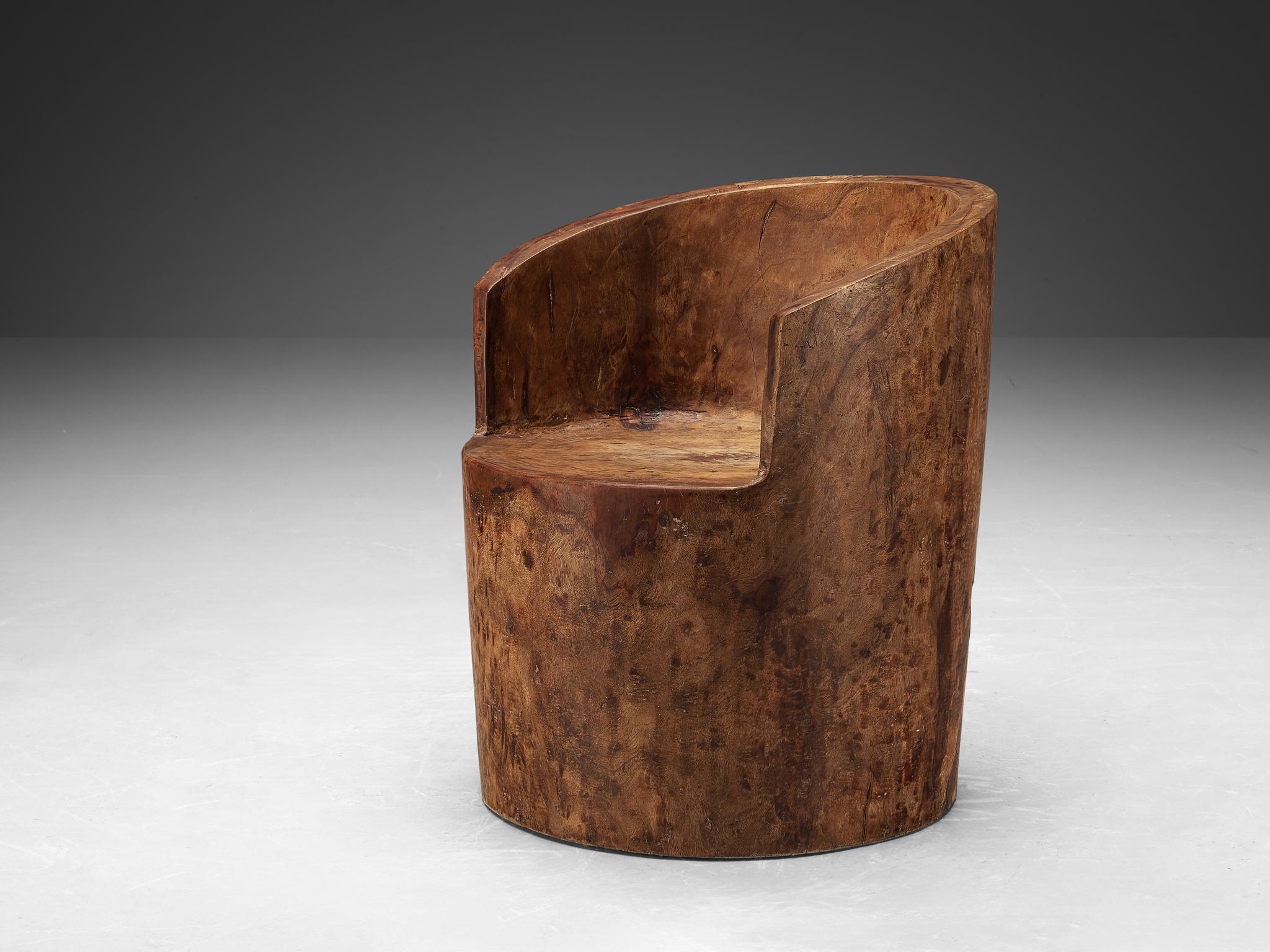 Late 20th Century José Zanine Caldas Hand-Carved ‘Pilão’ Chair in Brazilian Hardwood  For Sale