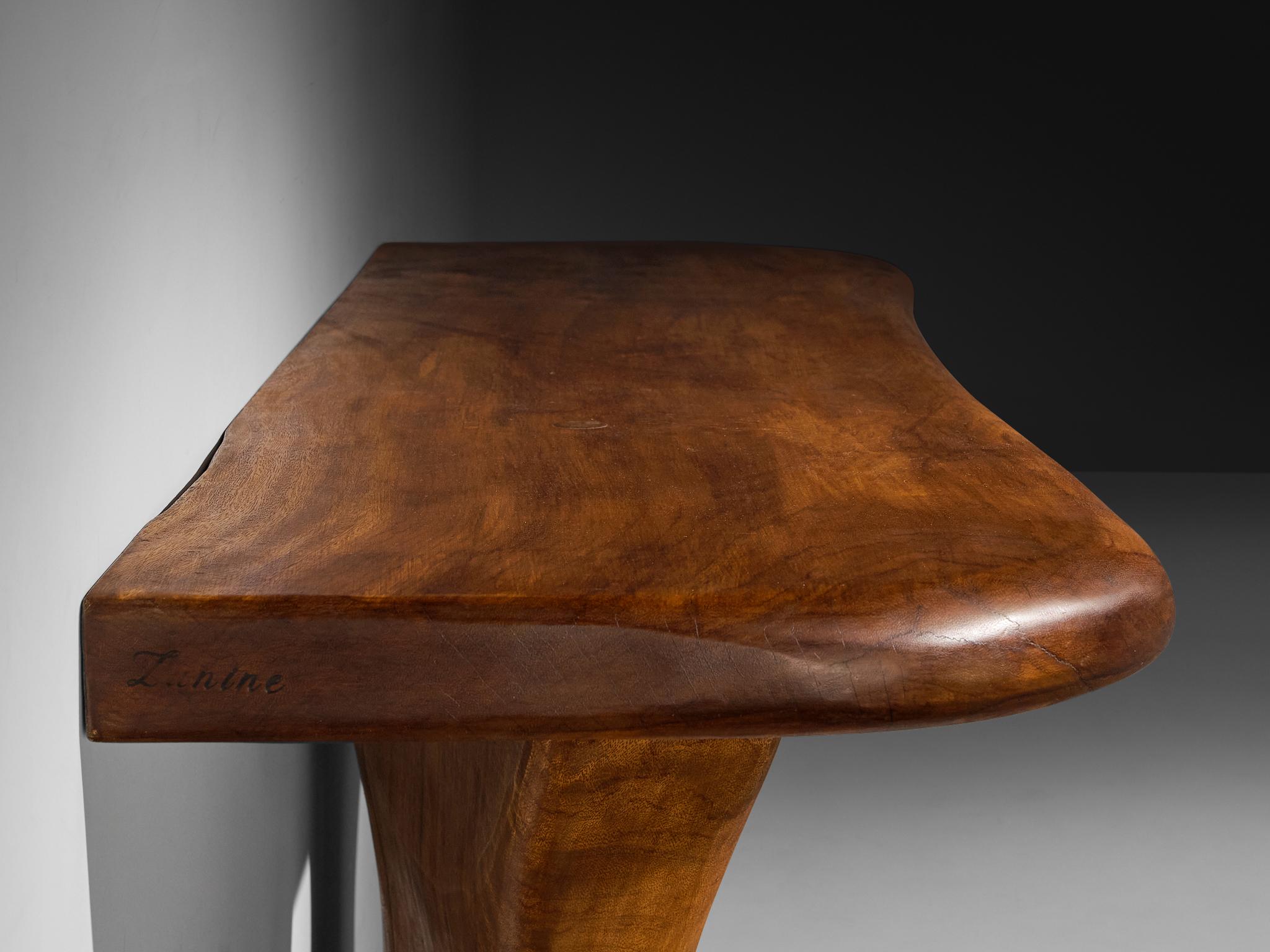 Mid-Century Modern José Zanine Caldas Large Hand-Carved Console in Brazilian Hardwood For Sale