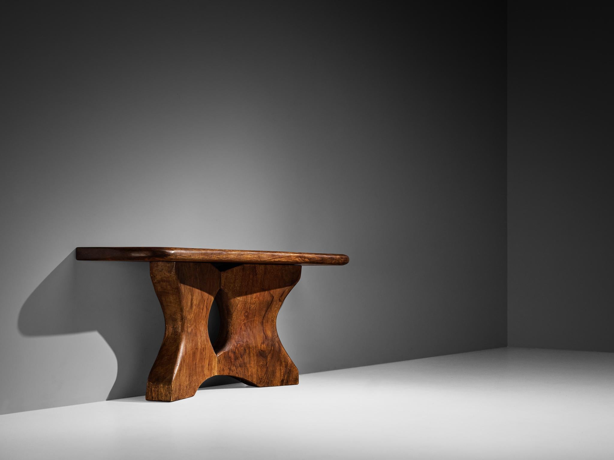 Late 20th Century José Zanine Caldas Large Hand-Carved Console in Brazilian Hardwood For Sale