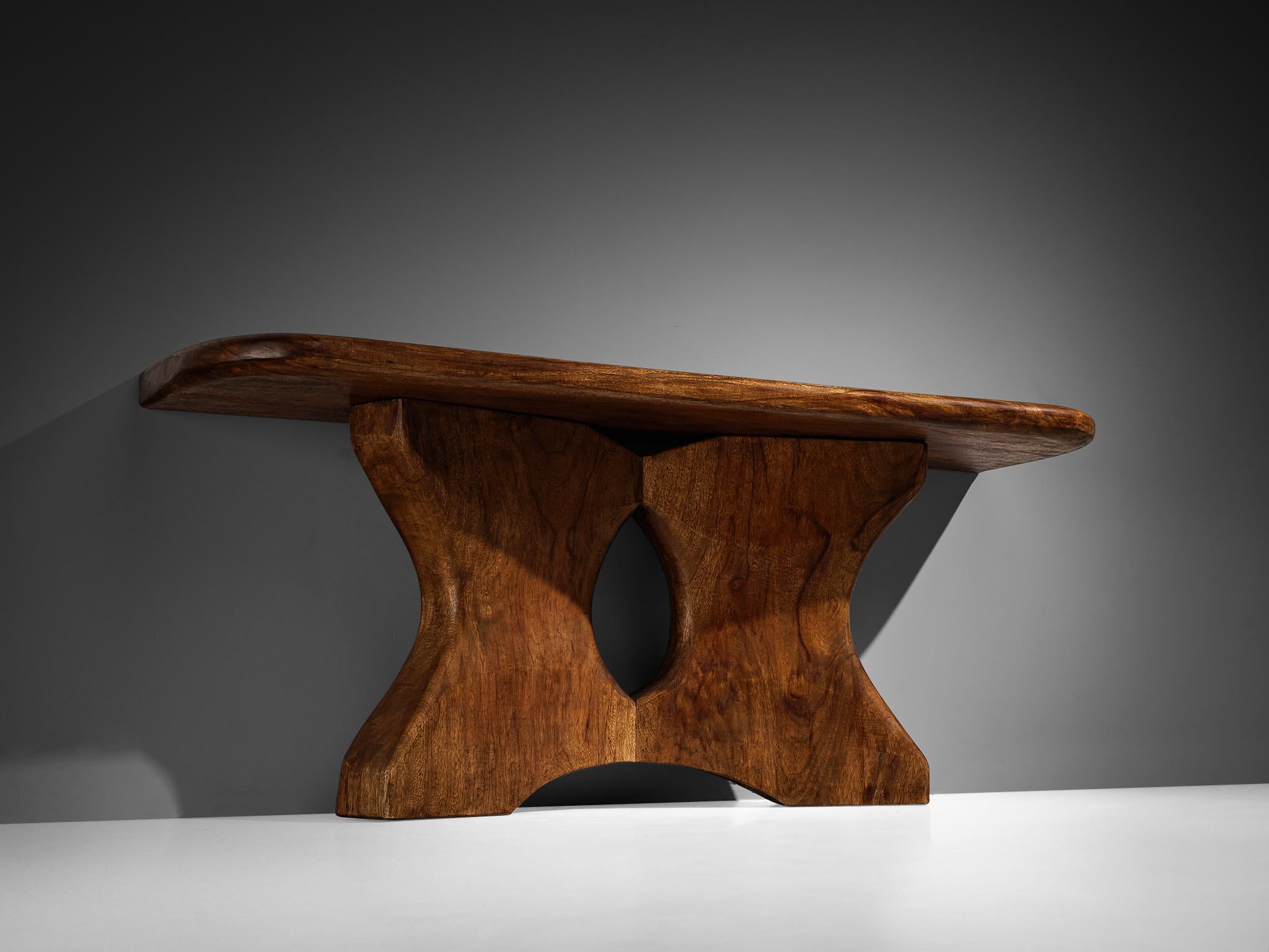 José Zanine Caldas Large Hand-Carved Console in Brazilian Hardwood For Sale 3