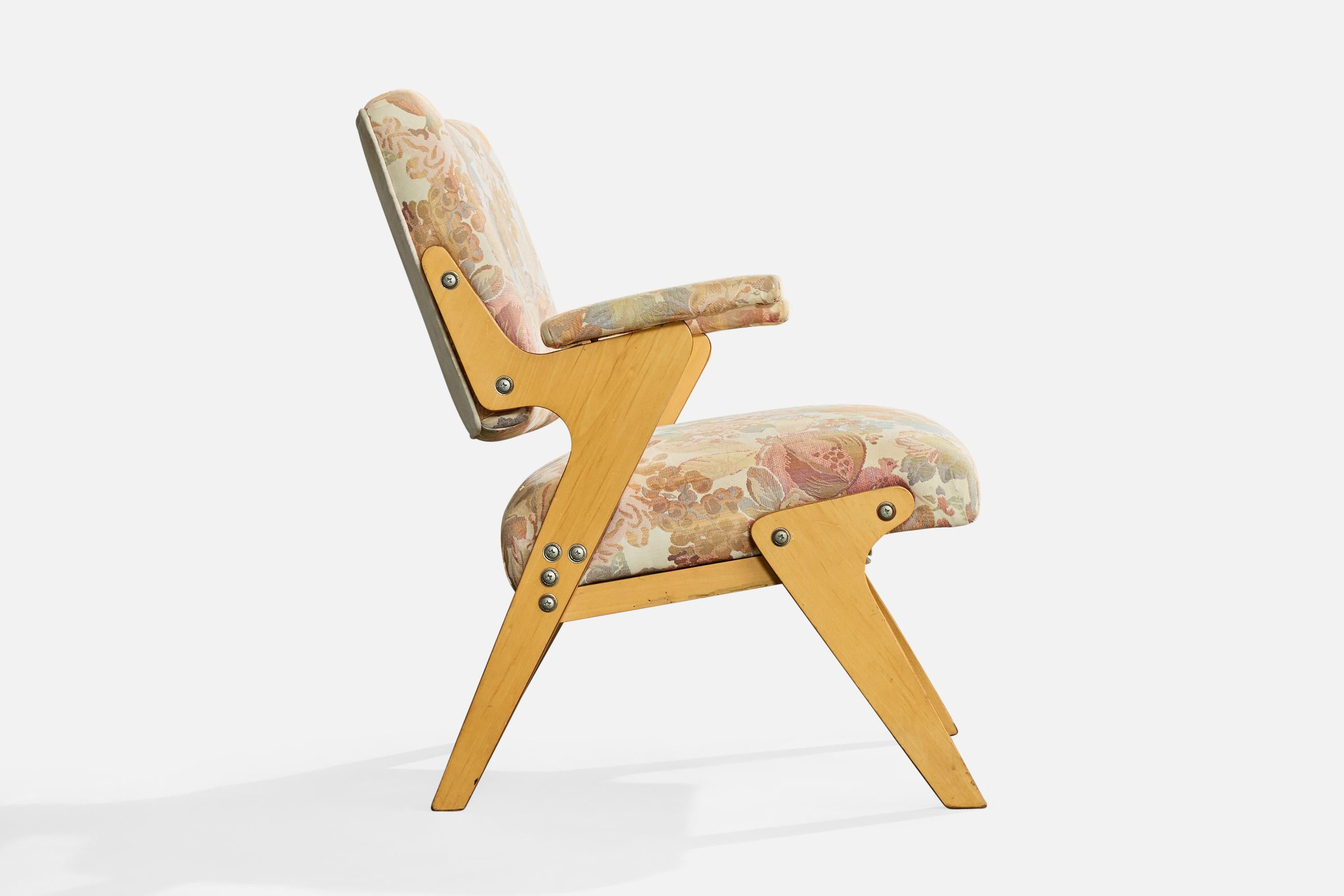 Milieu du XXe siècle José Zanine Caldas, chaise longue, tissu, contreplaqué, Brésil, années 1960 en vente