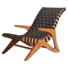 José Zanine Caldas, Lounge Chair Imbuia Plywood Leather Mòveis Artísticos Z 1949
