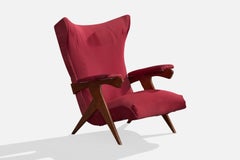 José Zanine Caldas, Lounge Chair, Wood, Fabric, Brazil, 1950s