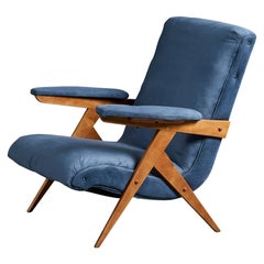 José Zanine Caldas, chaise longue, Wood, tissu, Brésil, années 1950