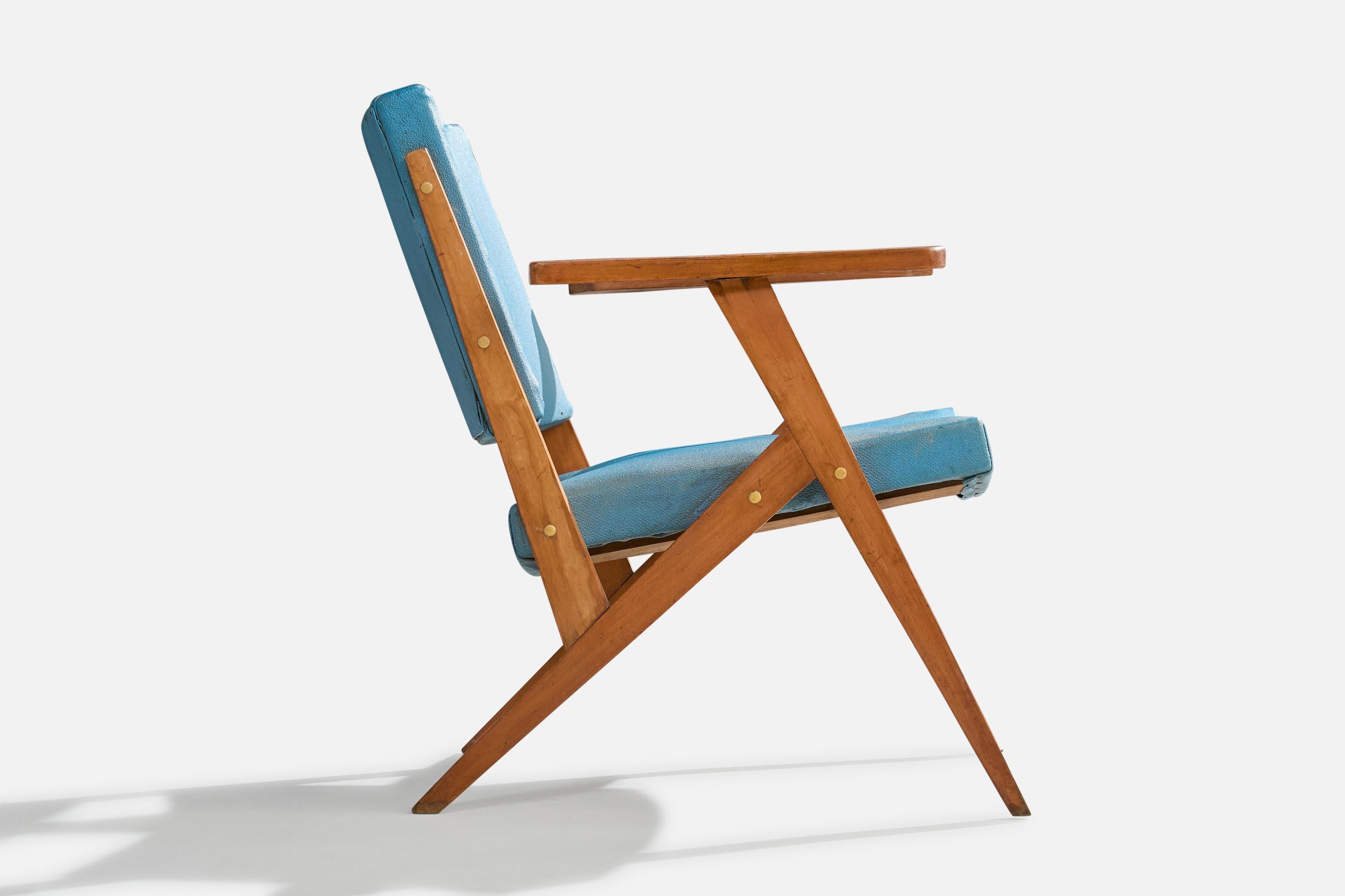 Mid-20th Century José Zanine Caldas, Lounge Chair, Wood, Leatherette, Brazil, 1950s For Sale