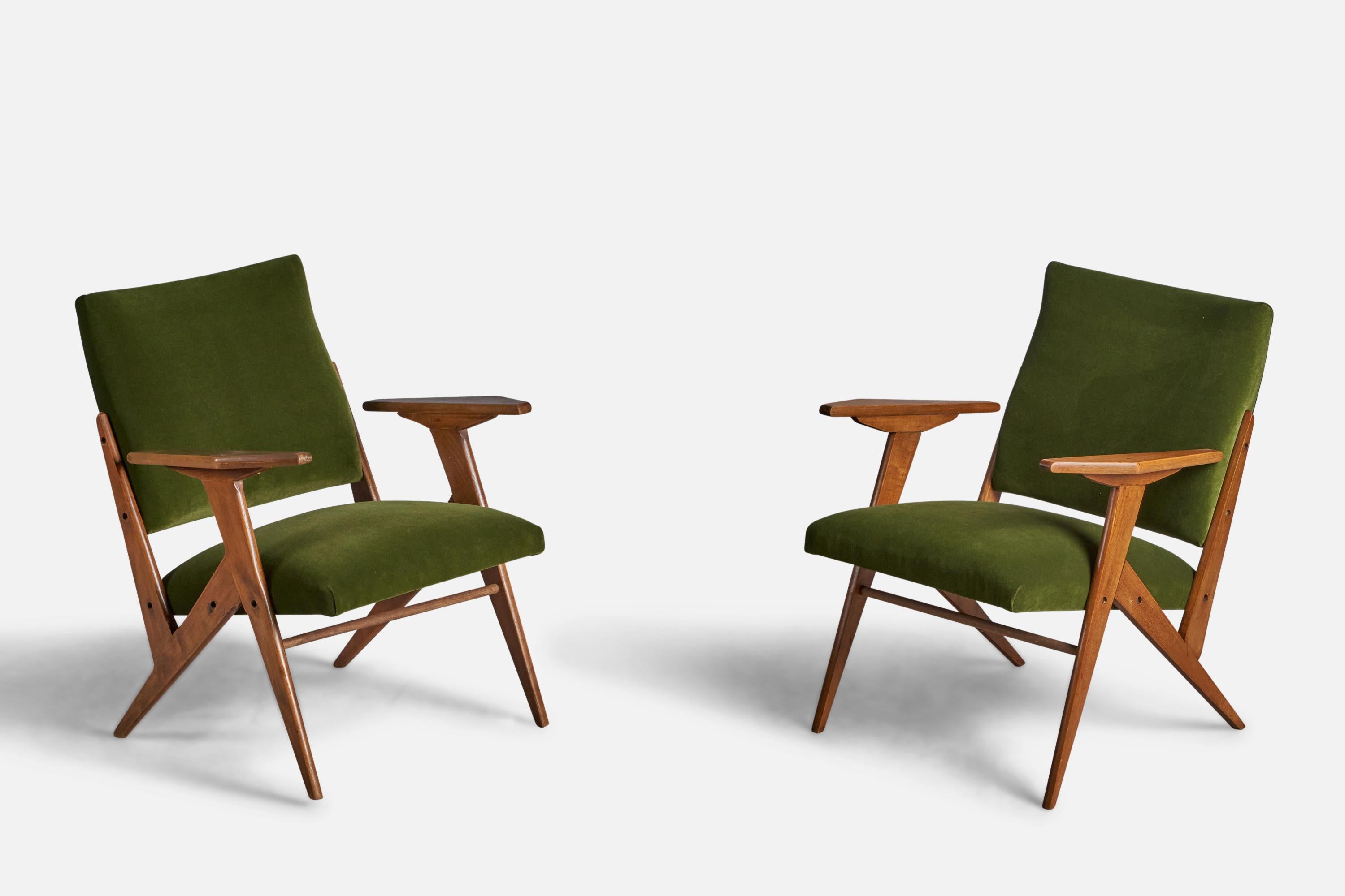 Mid-Century Modern José Zanine Caldas, Lounge Chairs, Pau Marfim, Fabric, Brazil, 1950s For Sale