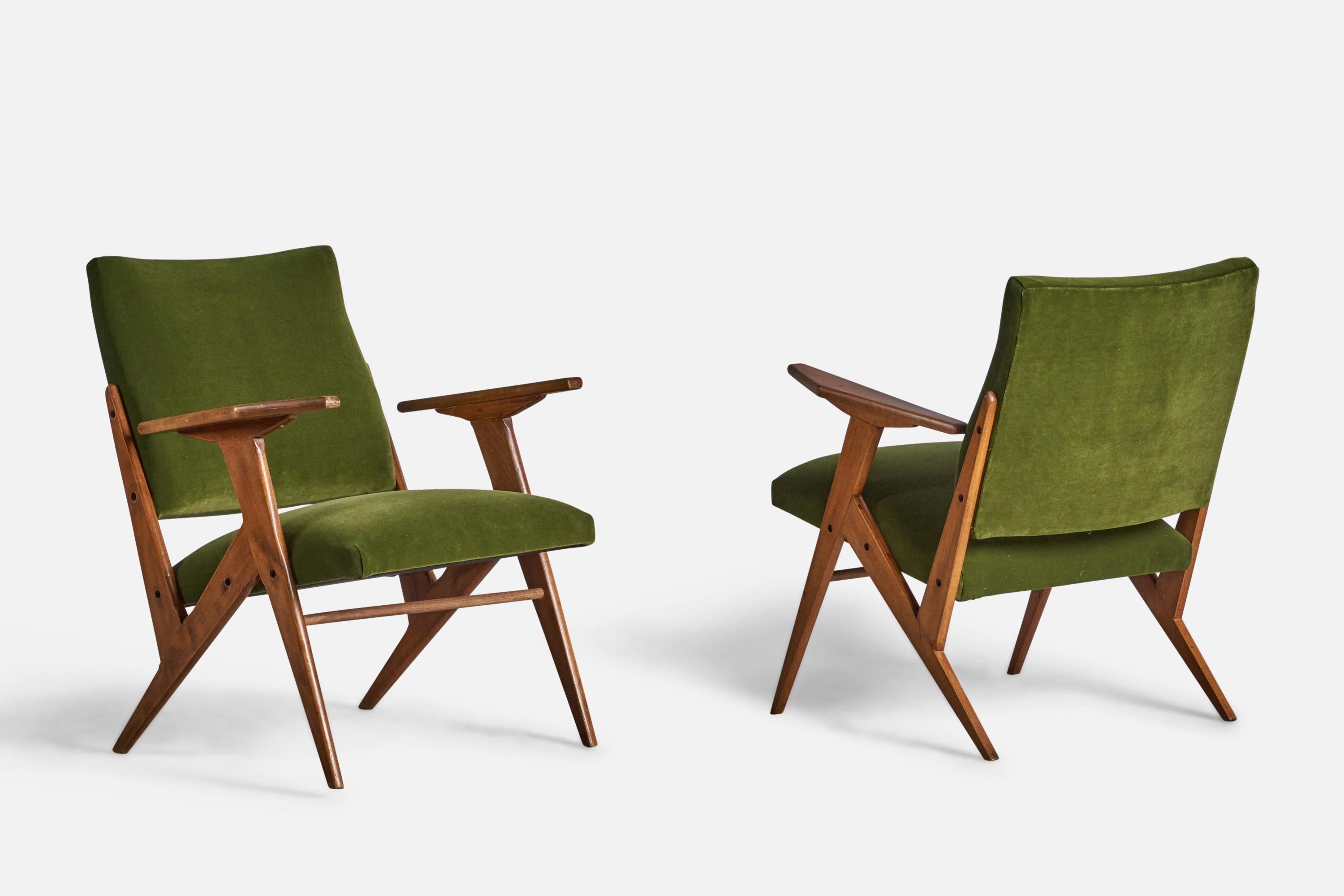 Mid-Century Modern José Zanine Caldas, Lounge Chairs, Pau Marfim, Fabric, Brazil, 1950s