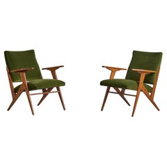 José Zanine Caldas, Lounge-Stühle, Pau Marfim, Stoff, Brasilien, 1950er Jahre