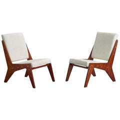 José Zanine Caldas, Sillas de salón, Madera, Acero, Tela, Brasil, Años 50