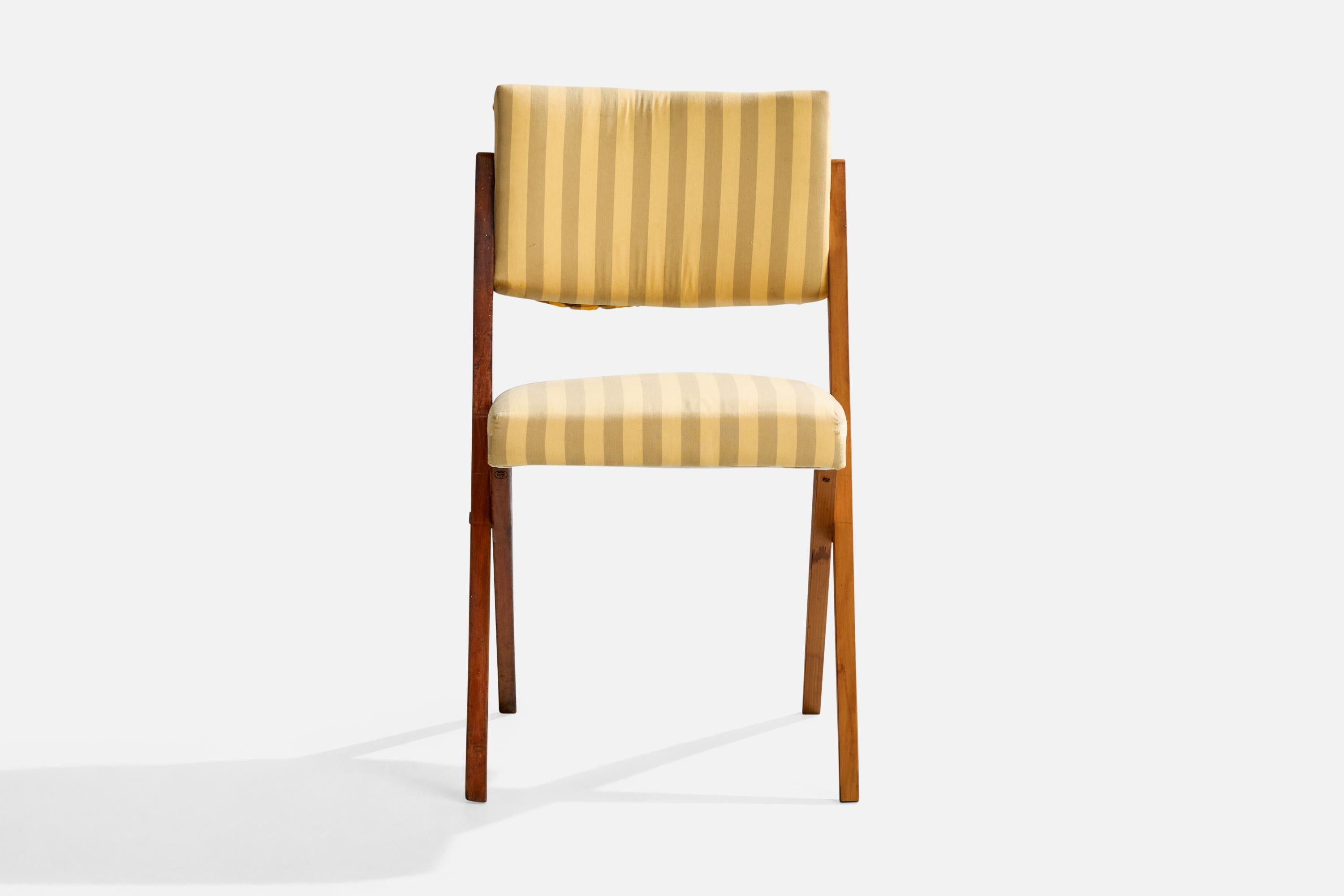 José Zanine Caldas, Side Chair, Wood, Fabric, Brazil, 1950s In Good Condition For Sale In High Point, NC
