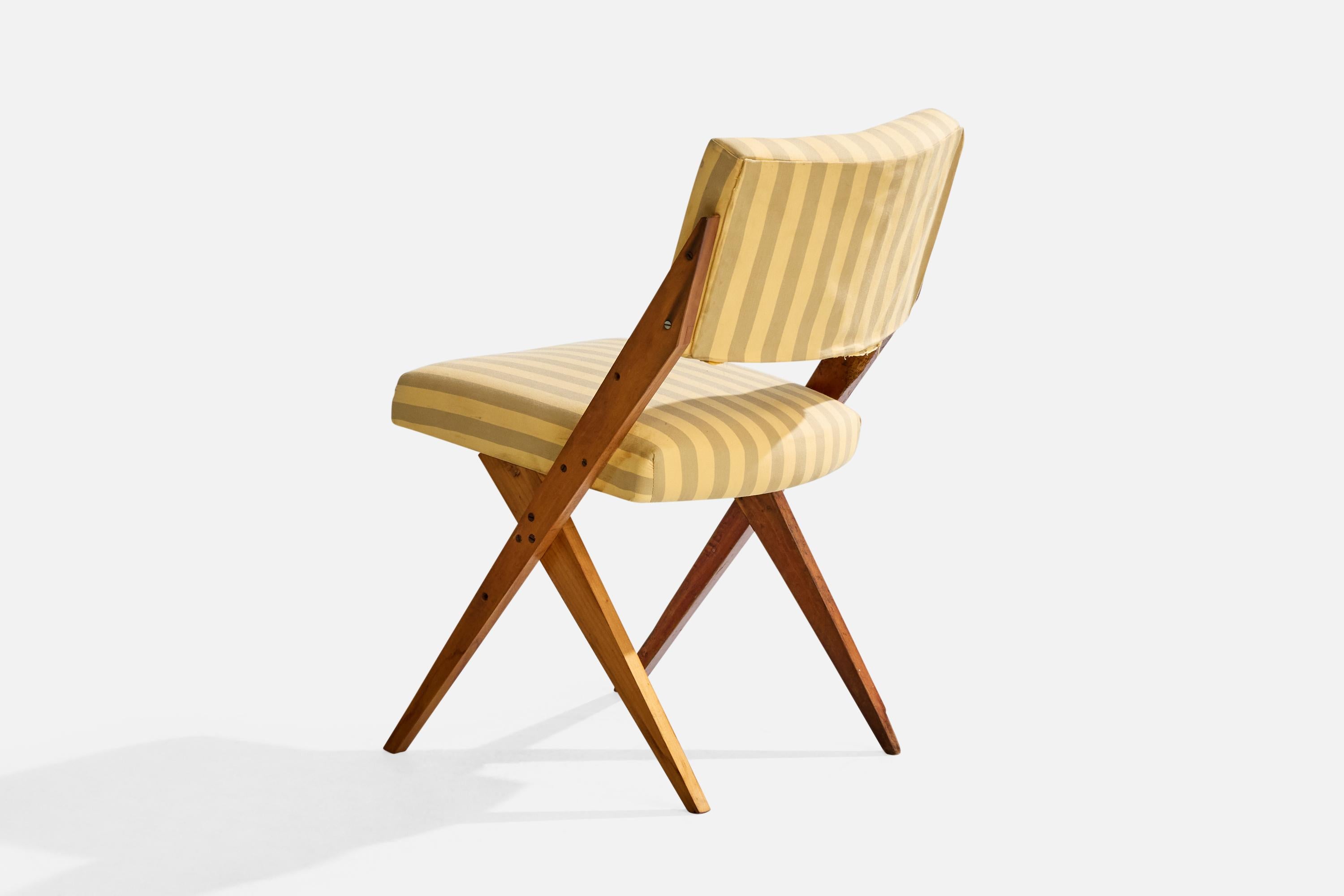 Mid-20th Century José Zanine Caldas, Side Chair, Wood, Fabric, Brazil, 1950s For Sale