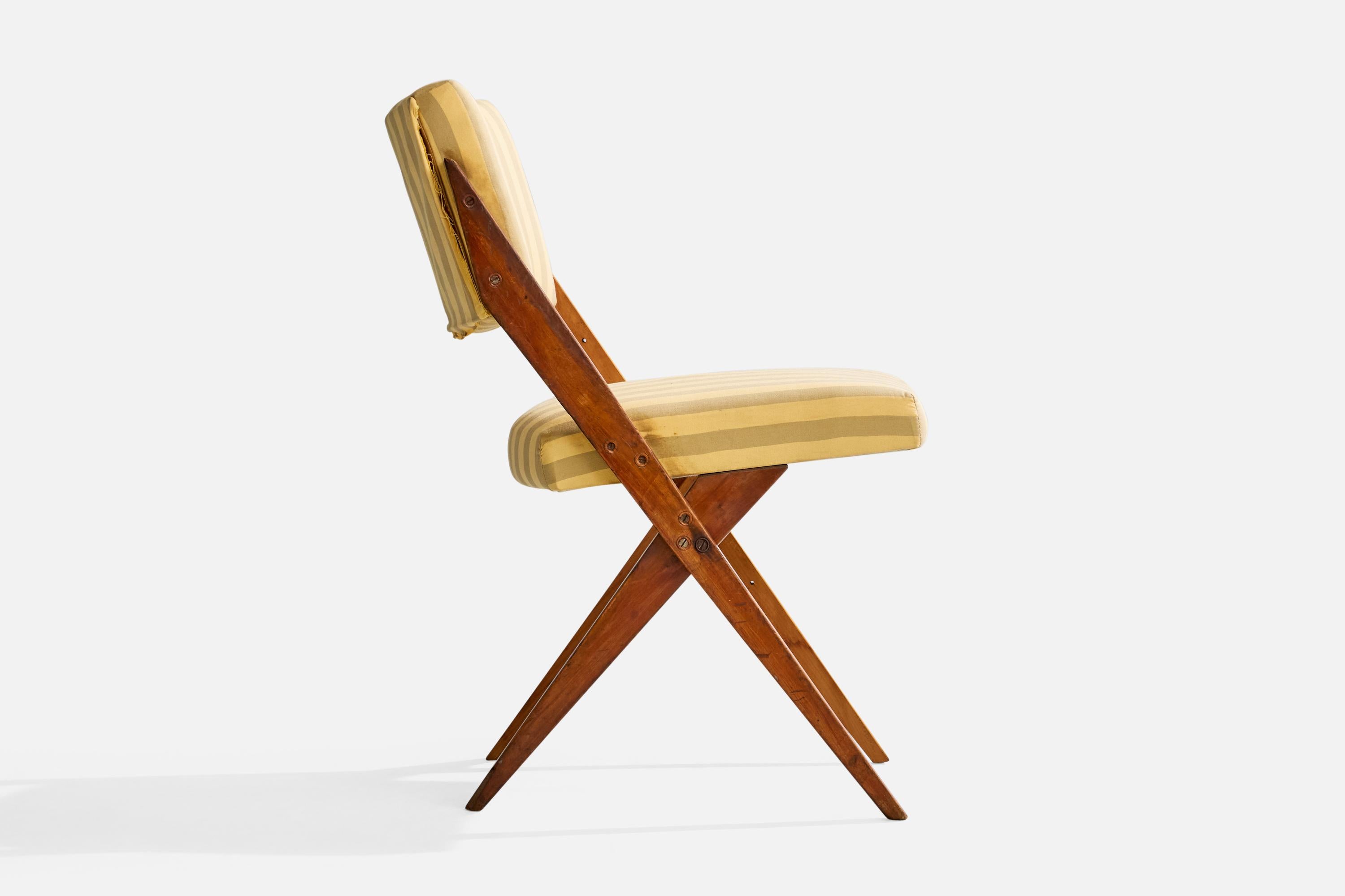 José Zanine Caldas, Side Chair, Wood, Fabric, Brazil, 1950s For Sale 1