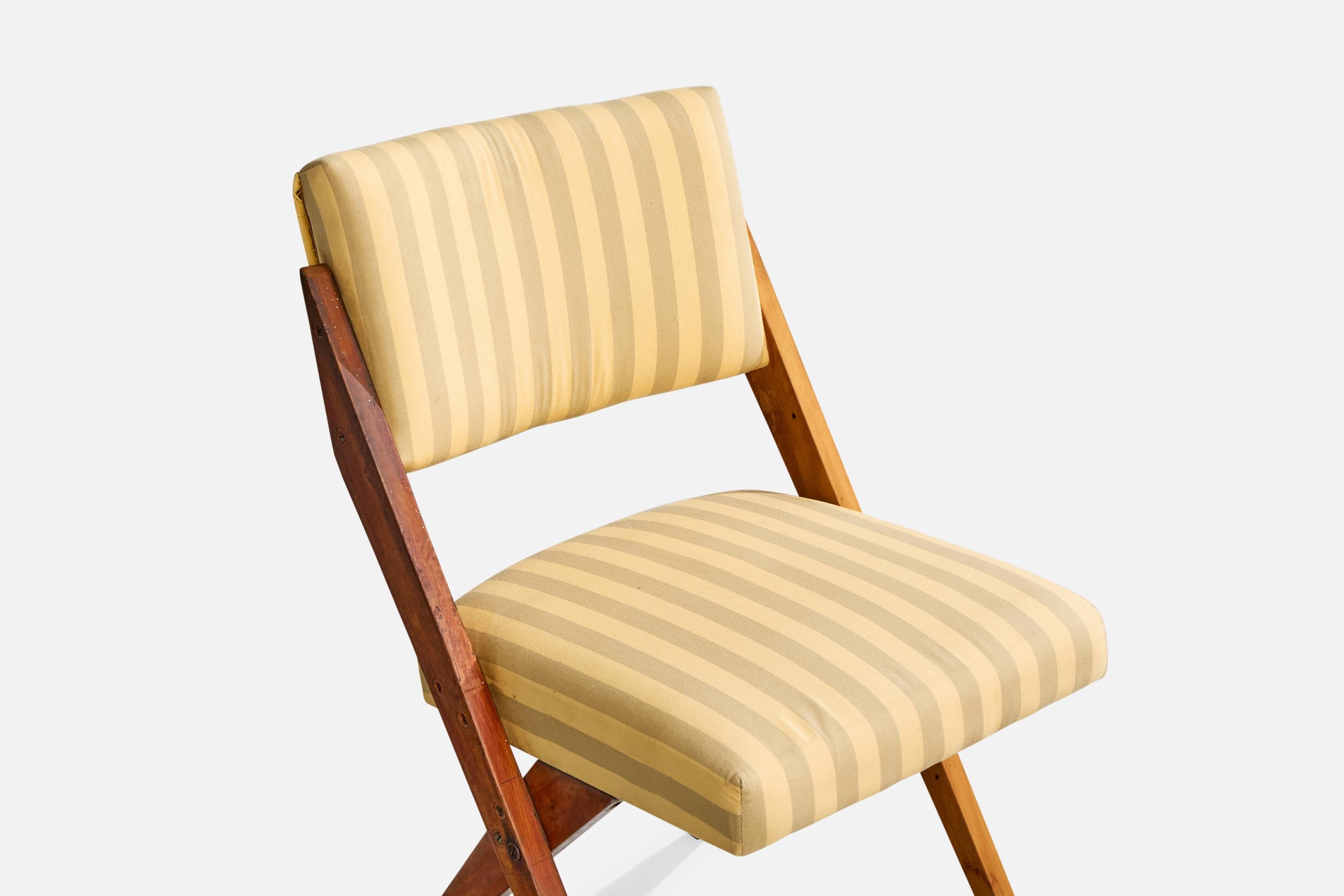 José Zanine Caldas, Side Chair, Wood, Fabric, Brazil, 1950s For Sale 2