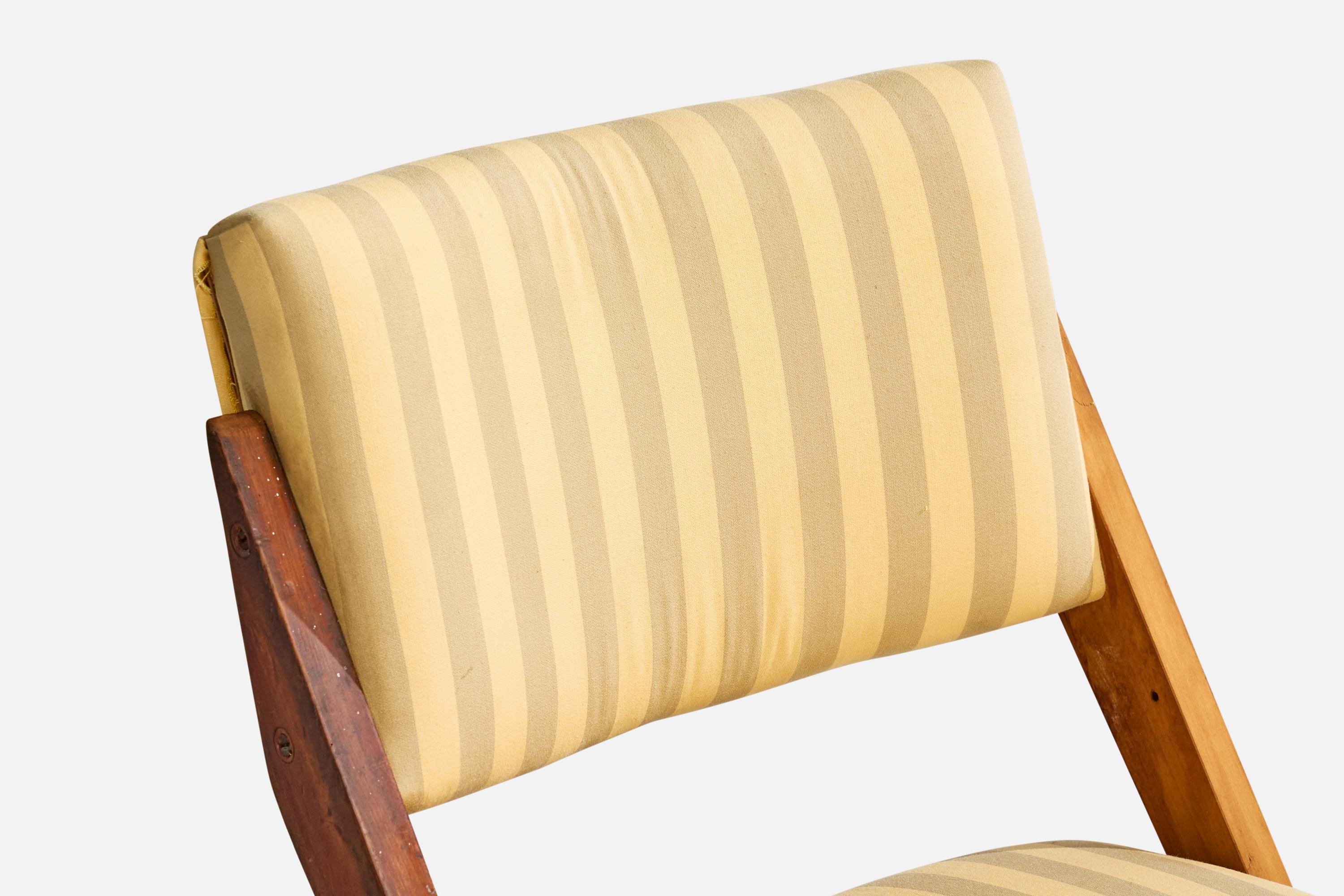 José Zanine Caldas, Side Chair, Wood, Fabric, Brazil, 1950s For Sale 3