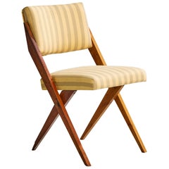 José Zanine Caldas, Side Chair, Wood, Fabric, Brazil, 1950s