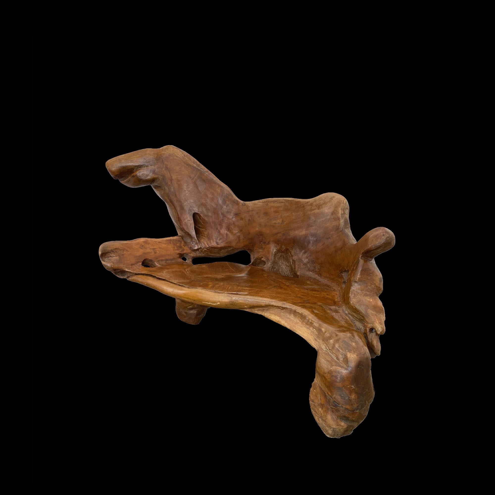 Canapé en bois exotique fabriqué à partir de la souche d'un arbre. Provenace Brésil dans les années 60. Un travail artisanal très proche des créations de Zanine Caldas