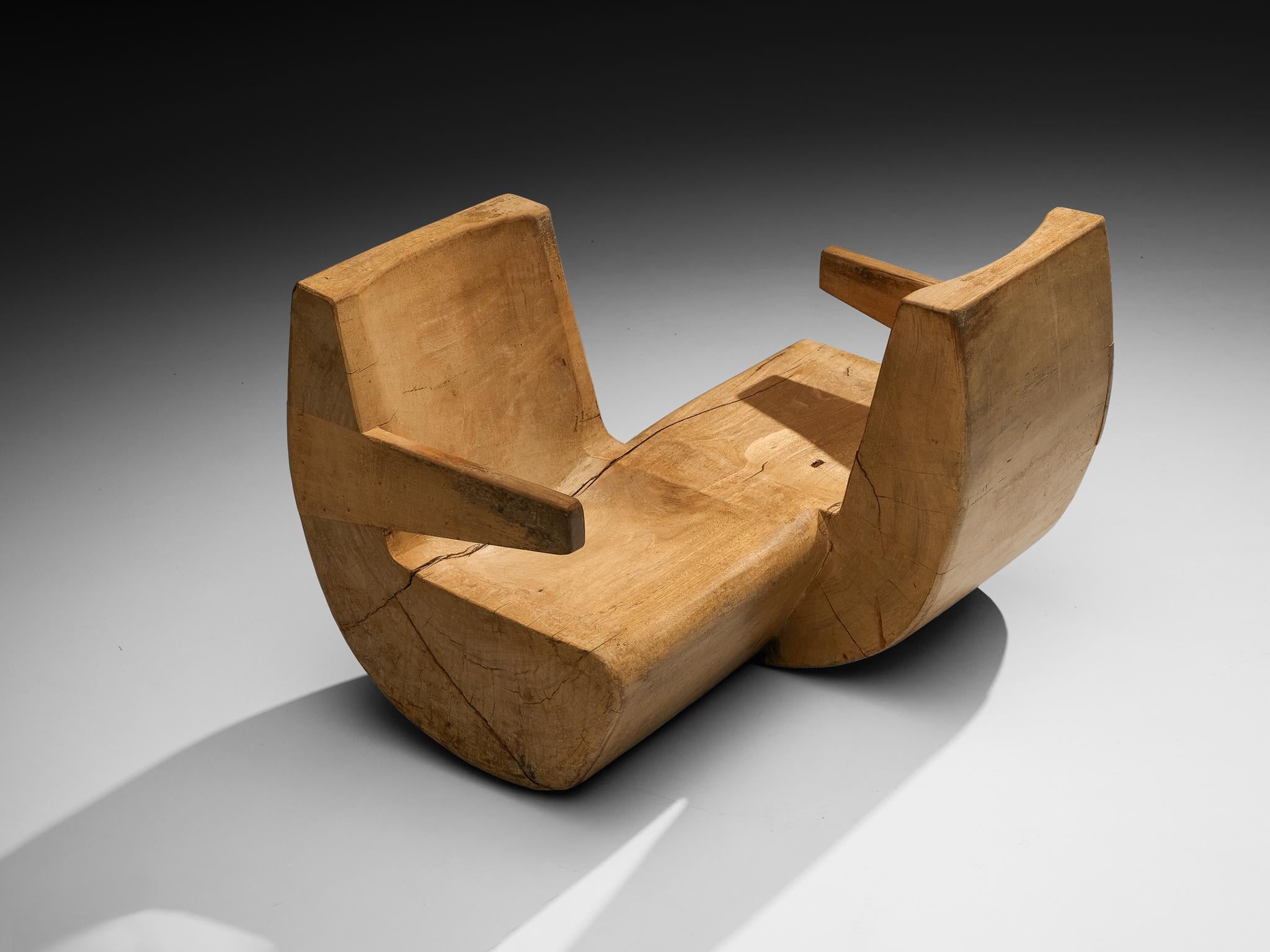 Brésilien José Zanine Caldas Tête-à-Tête Conversadeira Namoradeira Rocker Lounge Chair en vente