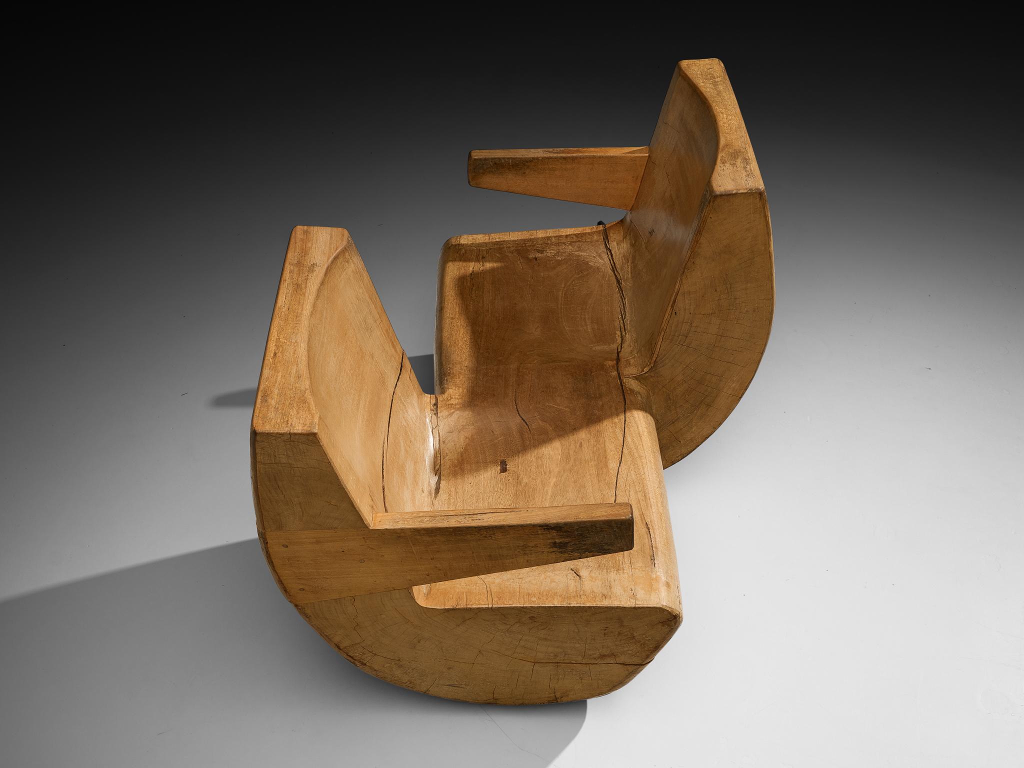 Bois de feuillus José Zanine Caldas Tête-à-Tête Conversadeira Namoradeira Rocker Lounge Chair en vente