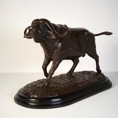 La charge du buffle - sculpture en bronze de Lalanda, signée et numérotée