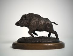 Solitaire, sanglier en bronze de Josechu Lalanda (1939-2015)