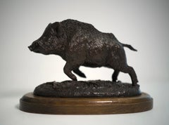 Solitaire, sanglier en bronze de Josechu Lalanda (1939-2015)