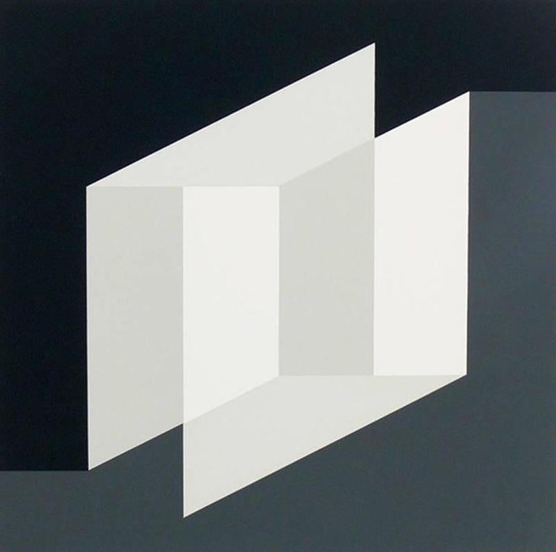 Abstrakte Lithographie von Josef Albers aus Formulierung und Artikulation, herausgegeben von Harry N. Abrams Inc. in New York und Ives Sillman Inc. in New Haven, ca. 1972. Dieses Werk stammt aus Mappe II, Ordner 26. Es wurde in einem sauberen,